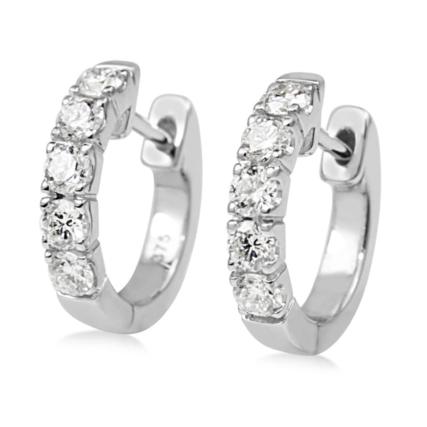 9ct White Gold Diamond Hoop Earrings