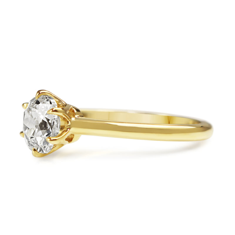 18ct Yellow Gold Old Mine Cut Diamond Solitaire Ring