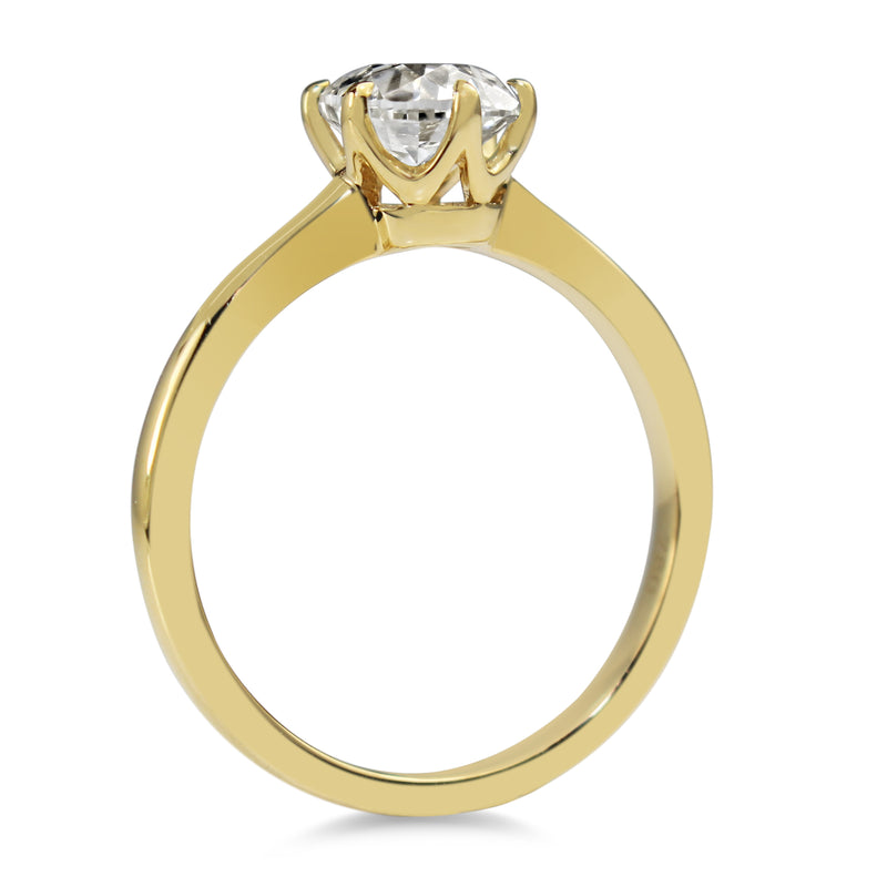 18ct Yellow Gold Old Mine Cut Diamond Solitaire Ring