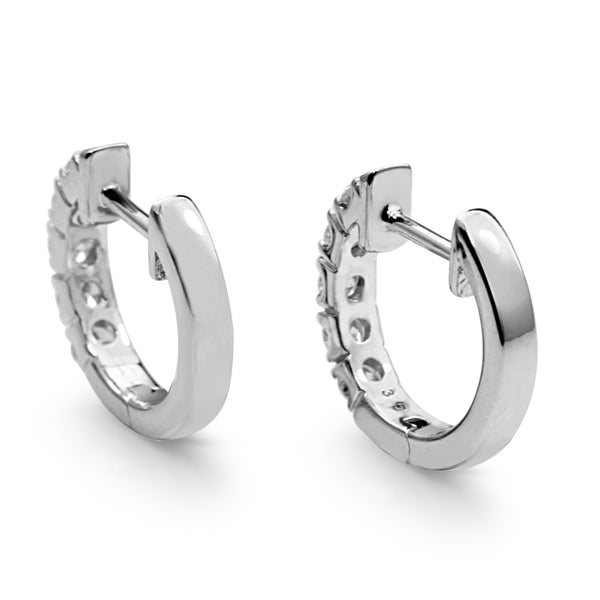 9ct White Gold Diamond Hoop Earrings