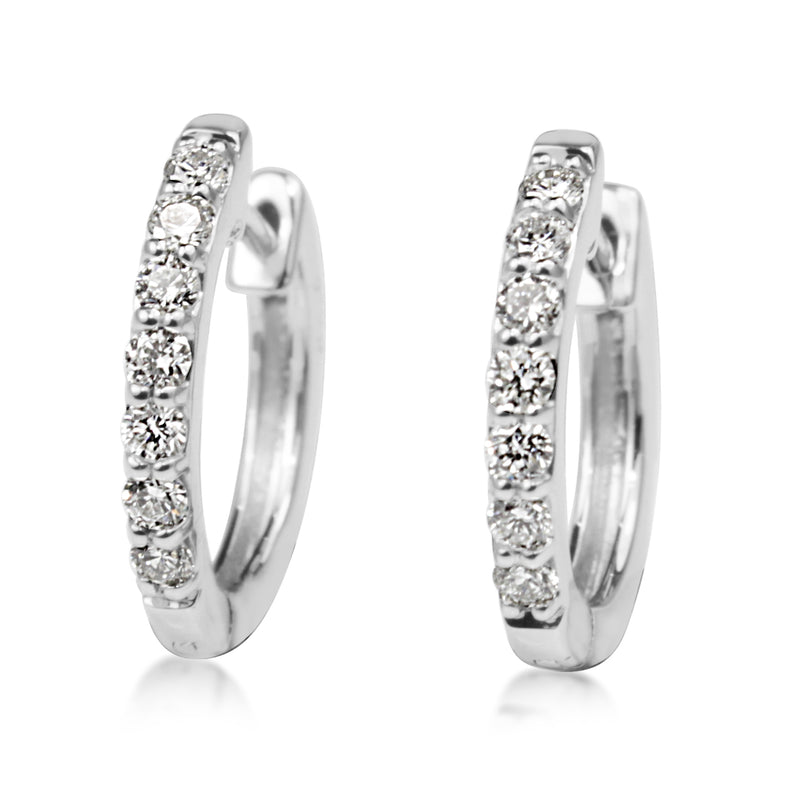 9ct White Gold Fine Diamond Hoop Earrings