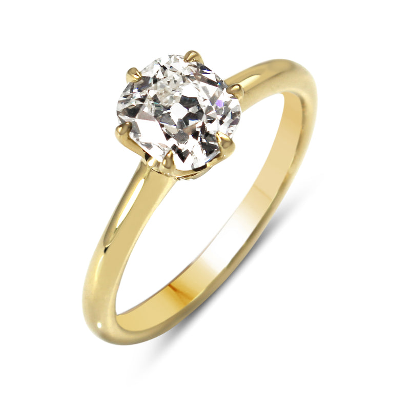18ct Yellow Gold Old Mine Cut Diamond Solitaire Ring