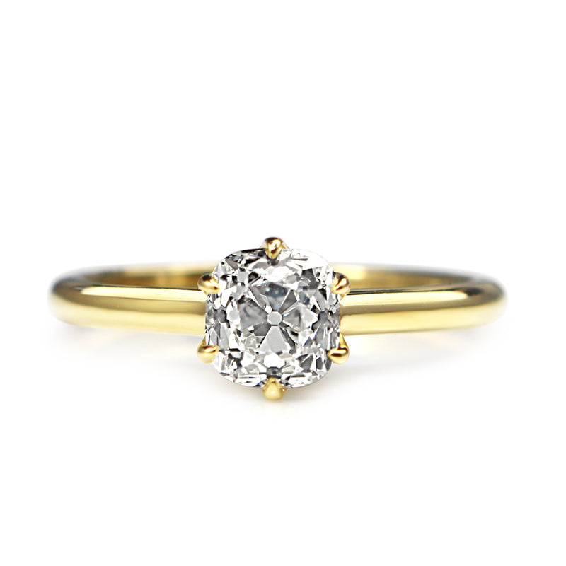 18ct Yellow Gold Old Mine Cut Diamond Solitaire Ring