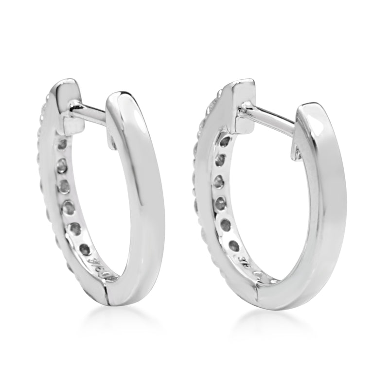 9ct White Gold Fine Diamond Hoop Earrings