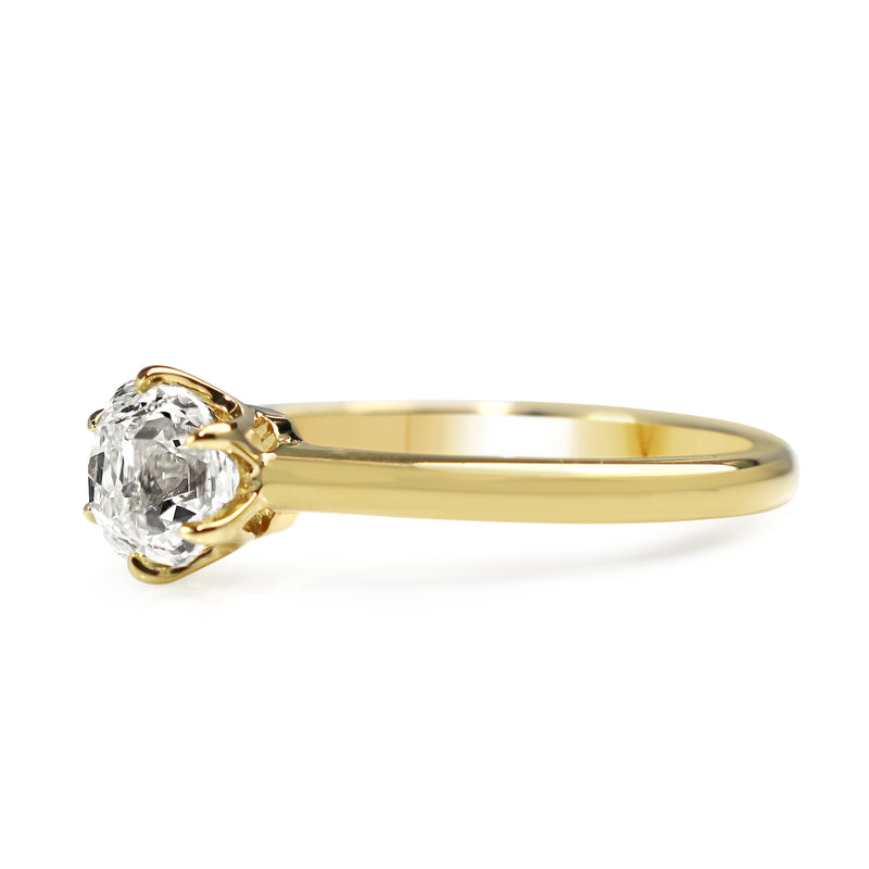 18ct Yellow Gold Old Mine Cut Diamond Solitaire Ring