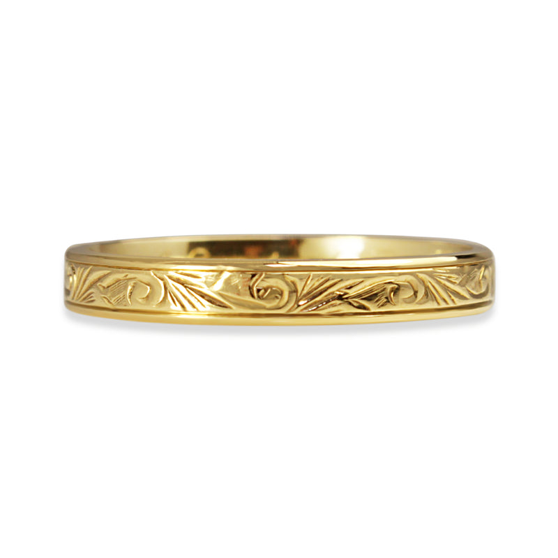 18ct Yellow Gold Engraved Band