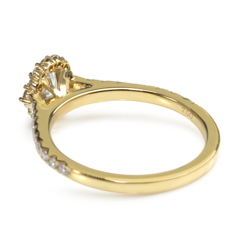 18ct Yellow Gold Oval Diamond Halo Ring