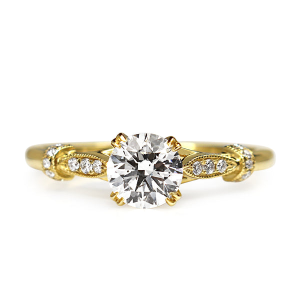 18ct Yellow Gold Vintage Style Diamond Solitaire Ring