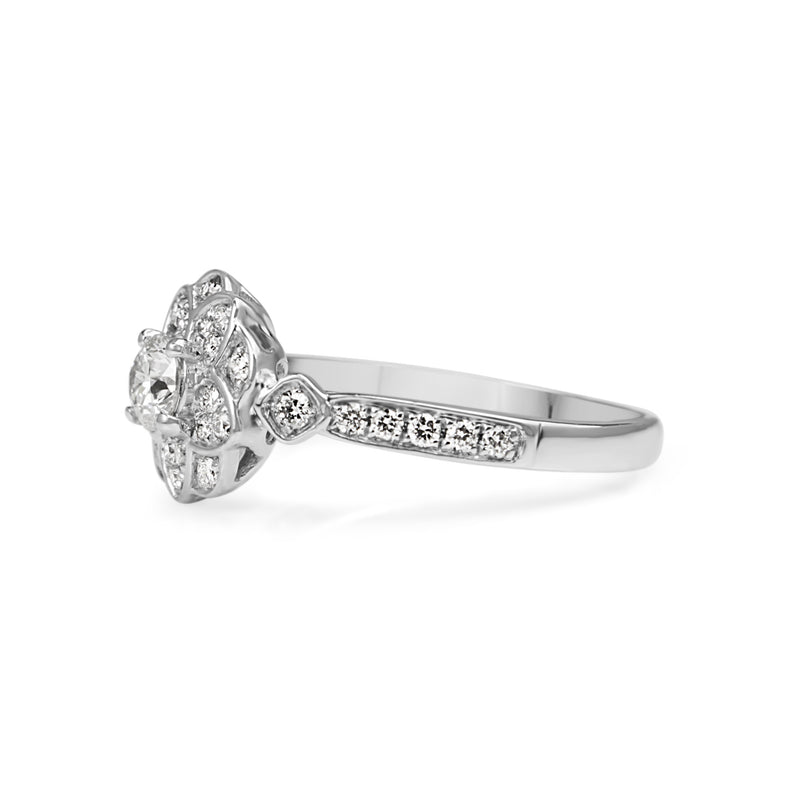 9ct White Gold Flower Style Diamond Cluster Ring
