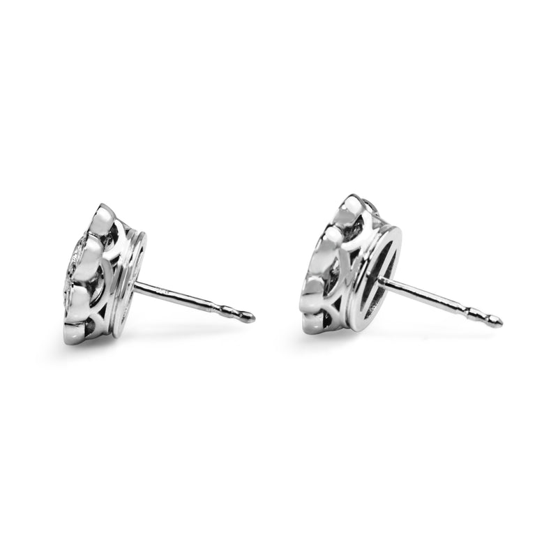 18ct White Gold Daisy Diamond Stud Earrings