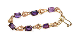 14ct Yellow Gold Vintage Amethyst Bracelet