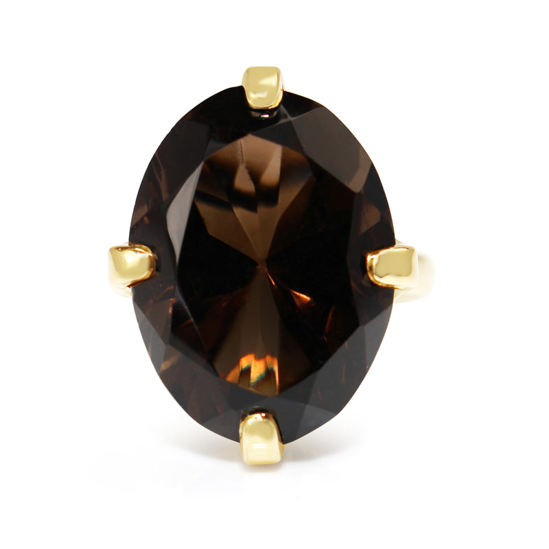 18ct Yellow Gold Smokey Quartz Solitaire Ring