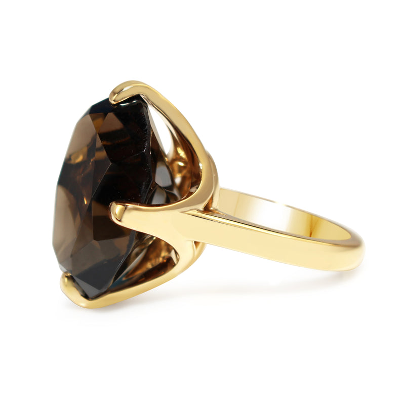 18ct Yellow Gold Smokey Quartz Solitaire Ring