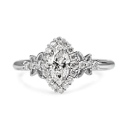 18ct White Gold Diamond Marquise Halo Butterfly Ring