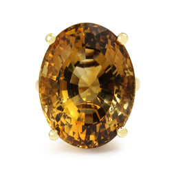 18ct Yellow Gold Citrine Solitaire Cocktail Ring