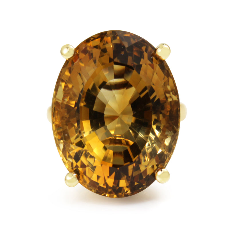 18ct Yellow Gold Citrine Solitaire Cocktail Ring