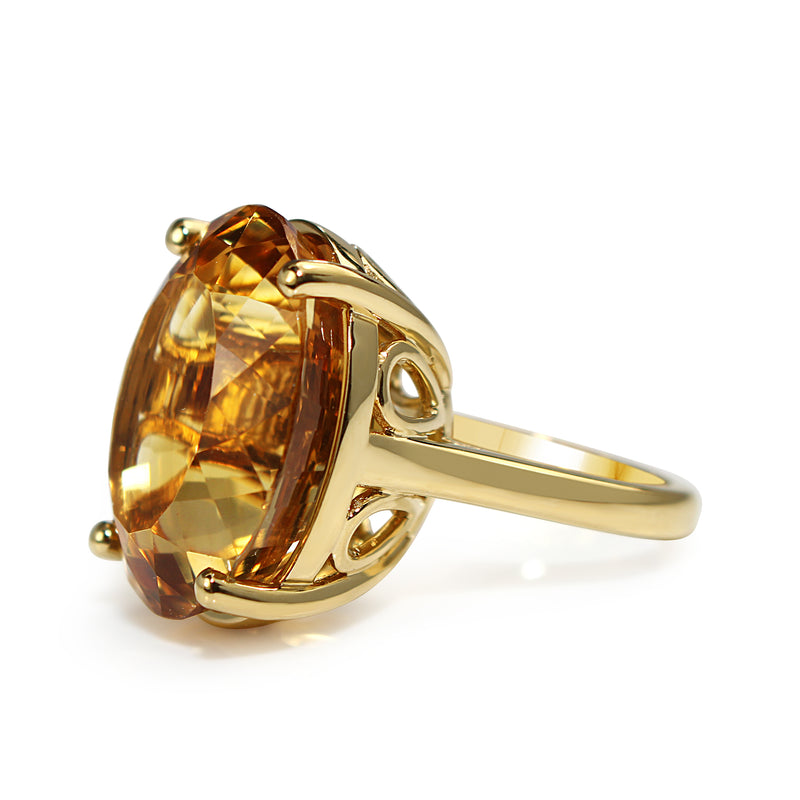 18ct Yellow Gold Citrine Solitaire Cocktail Ring