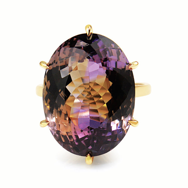 18ct Yellow Gold 26ct Ametrine Solitaire Ring