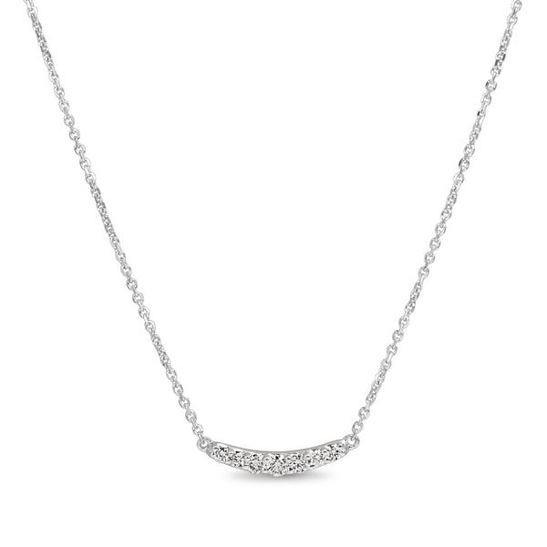 14ct White Gold Diamond Curve Necklace