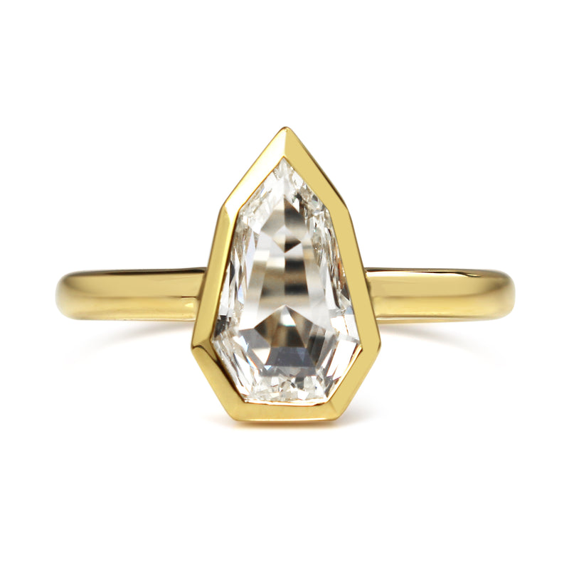 18ct Yellow Gold Shield Rose Cut Solitaire Diamond Ring