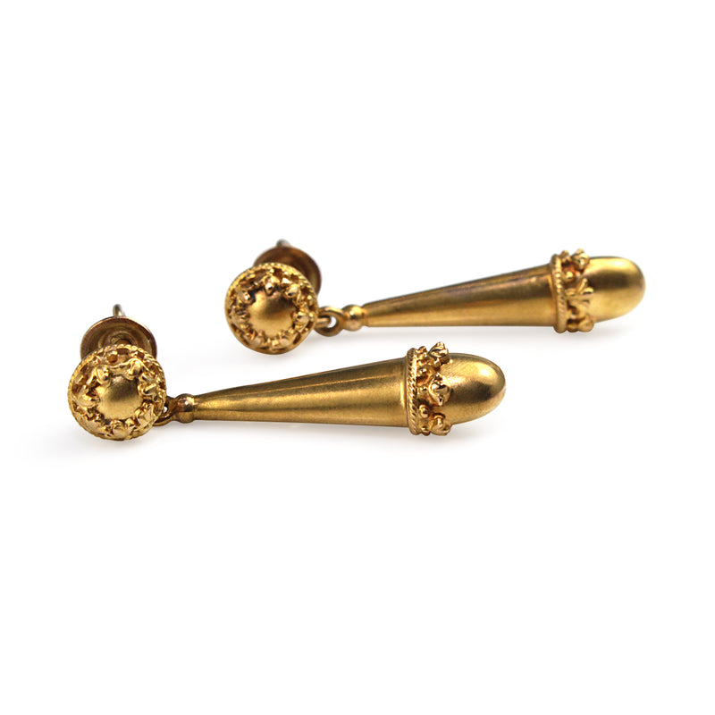 15ct Yellow Gold Antique Baton Style Earrings