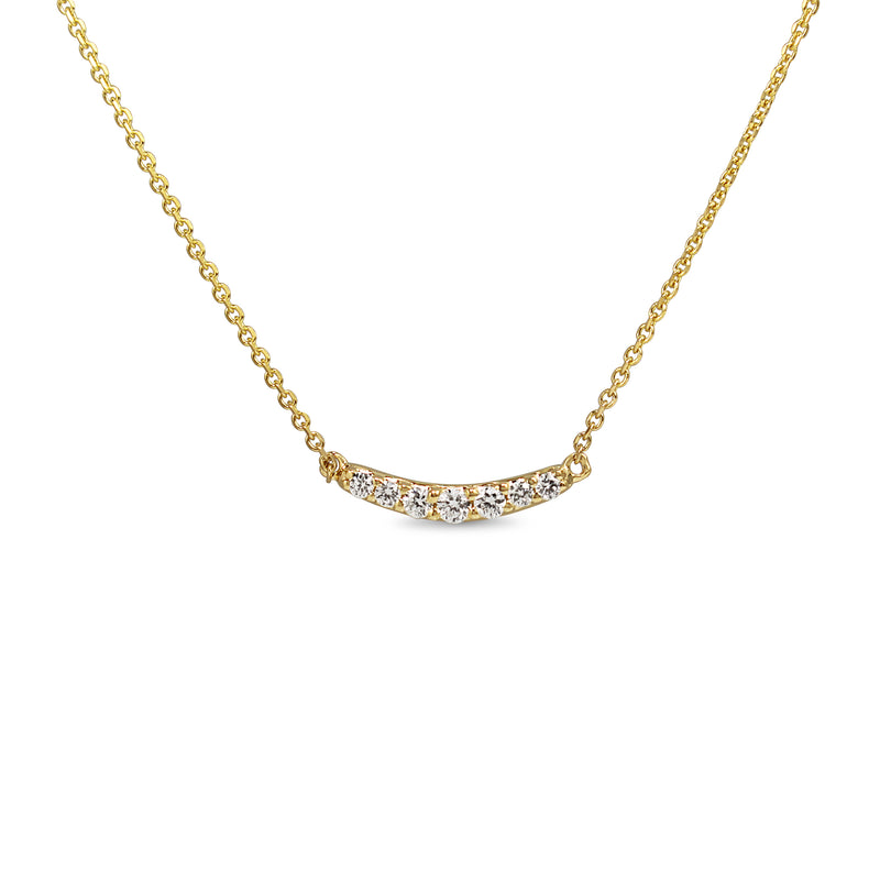 14ct Yellow Gold Diamond Curve Necklace