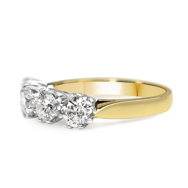 18ct Yellow and White Gold Victorian Style 4 Stone Diamond Ring