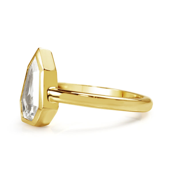 18ct Yellow Gold Shield Rose Cut Solitaire Diamond Ring