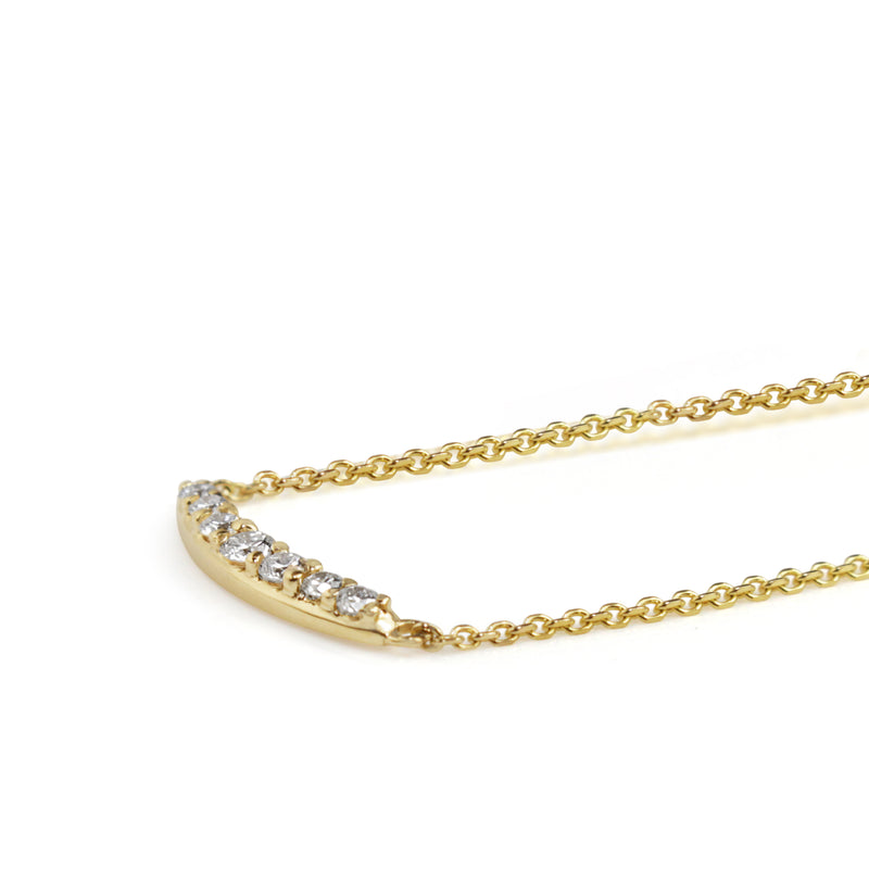 14ct Yellow Gold Diamond Curve Necklace