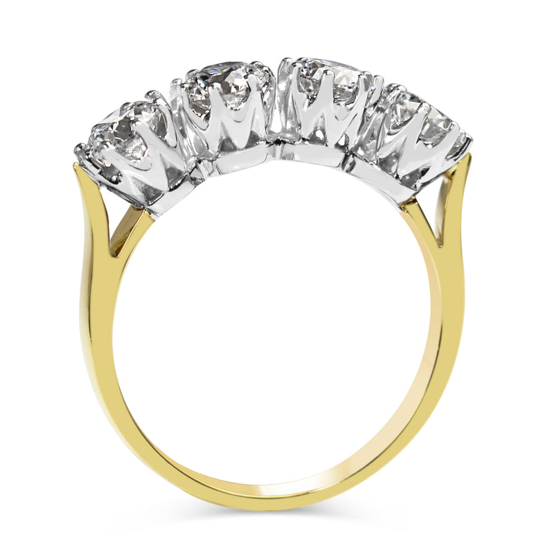 18ct Yellow and White Gold Victorian Style 4 Stone Diamond Ring