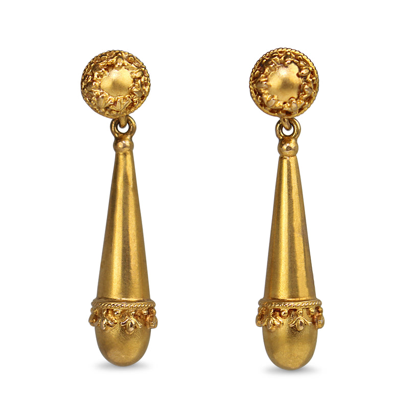 15ct Yellow Gold Antique Baton Style Earrings
