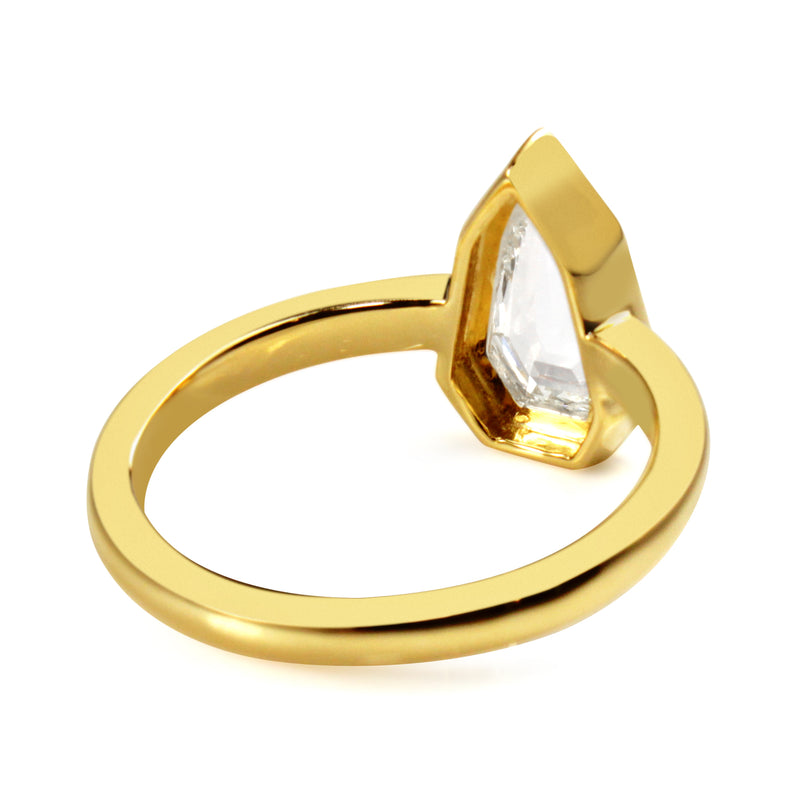 18ct Yellow Gold Shield Rose Cut Solitaire Diamond Ring