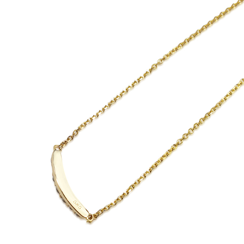 14ct Yellow Gold Diamond Curve Necklace