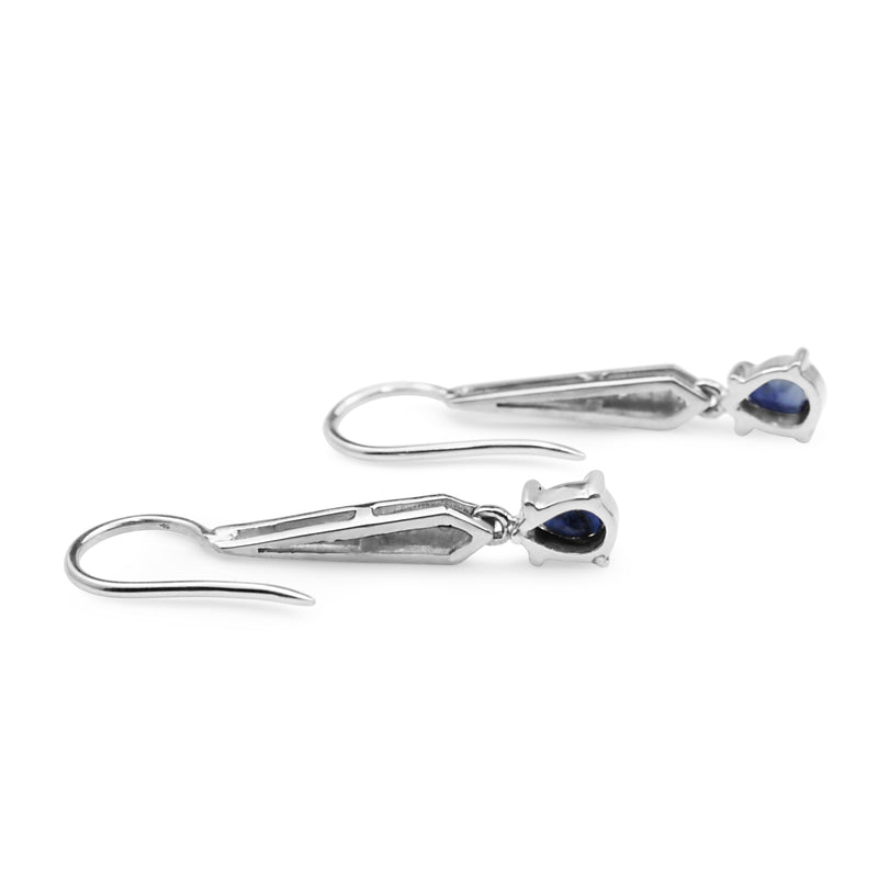 Platinum and Palladium Vintage Sapphire and Single Cut Diamond Earrings