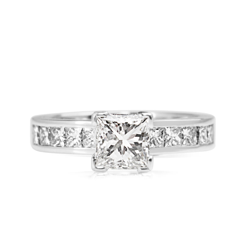 18ct White Gold Princess Cut Diamond Solitaire Ring