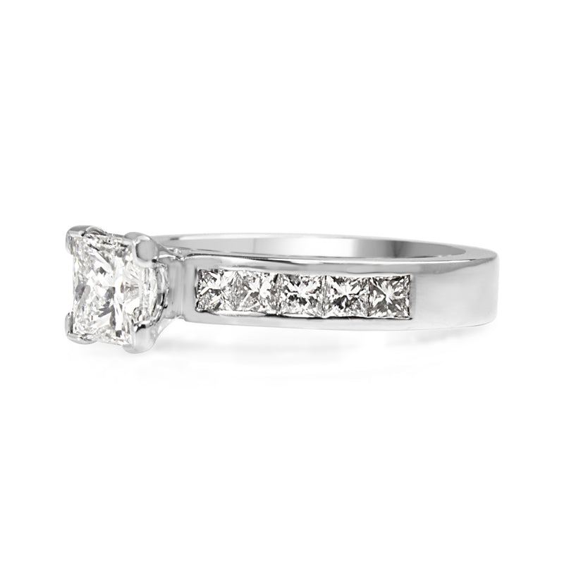 18ct White Gold Princess Cut Diamond Solitaire Ring