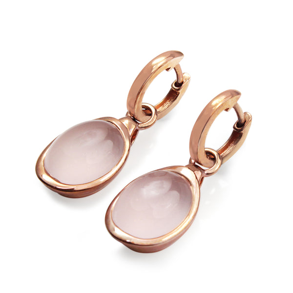 9ct Rose Gold Rose Quartz Drop Earrings