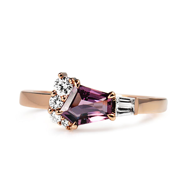 18ct Rose Gold Pink/Purple Sapphire and Diamond Ring