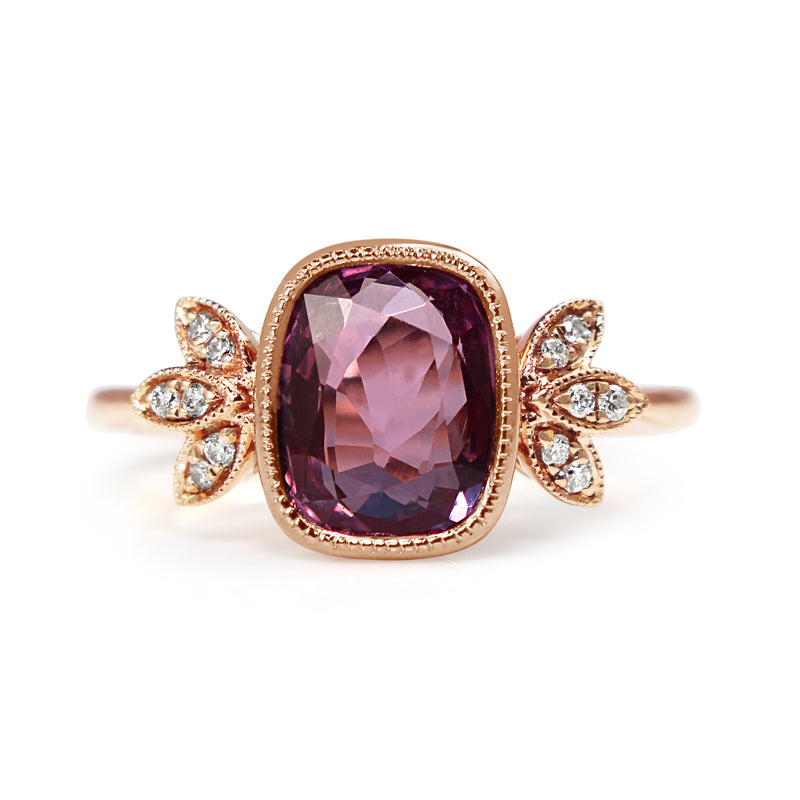 18ct Rose Gold Pink Sapphire and Diamond Ring