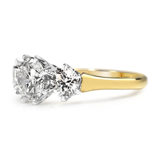 18ct Yellow and White Gold Victorian Style 3 Stone Diamond Ring