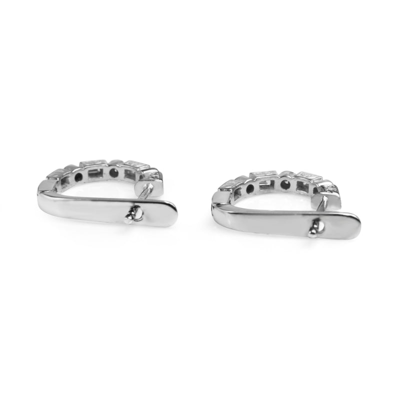 9ct White Gold Deco Style Diamond Hoop Earrings