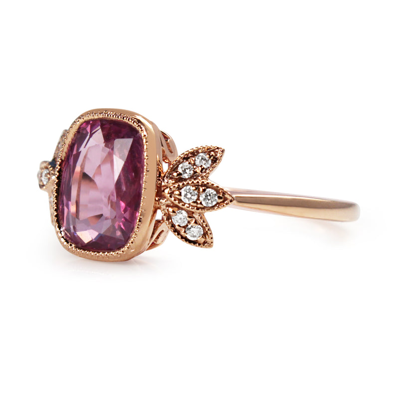 18ct Rose Gold Pink Sapphire and Diamond Ring
