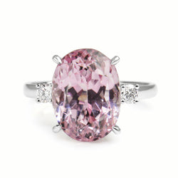 18ct White Gold Kunzite and Diamond 3 Stone Ring