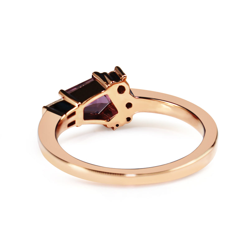 18ct Rose Gold Pink/Purple Sapphire and Diamond Ring