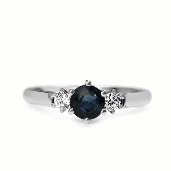 18ct White Gold Sapphire and Diamond 3 Stone Ring