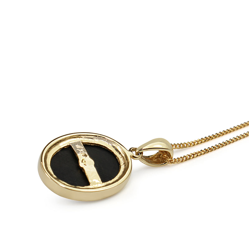 9ct Yellow Gold Onyx and Diamond Necklace