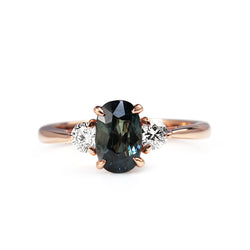 18ct Rose Gold Sapphire and Diamond 3 Stone Ring