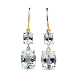 9ct Yellow and White Gold Aquamarine Drop Earrings
