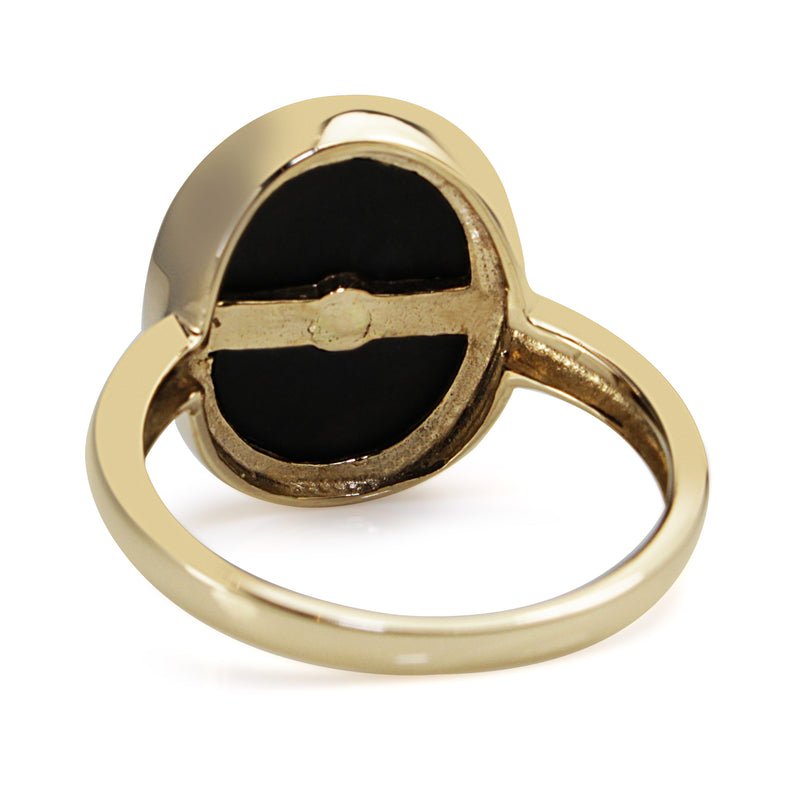 9ct Yellow Gold Onyx and Diamond Ring