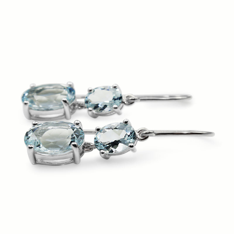 9ct White Gold Aquamarine Drop Earrings